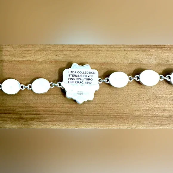 NWT Sterling Silver Pink Opal and Kingman Turquoise Bracelet - Picture 4 of 14